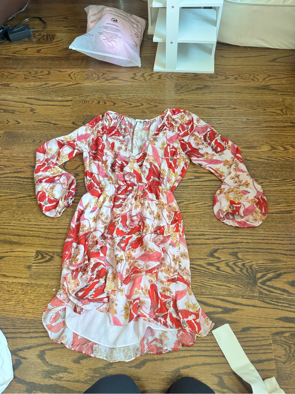 Parker Red and Pink Floral Mini Dress